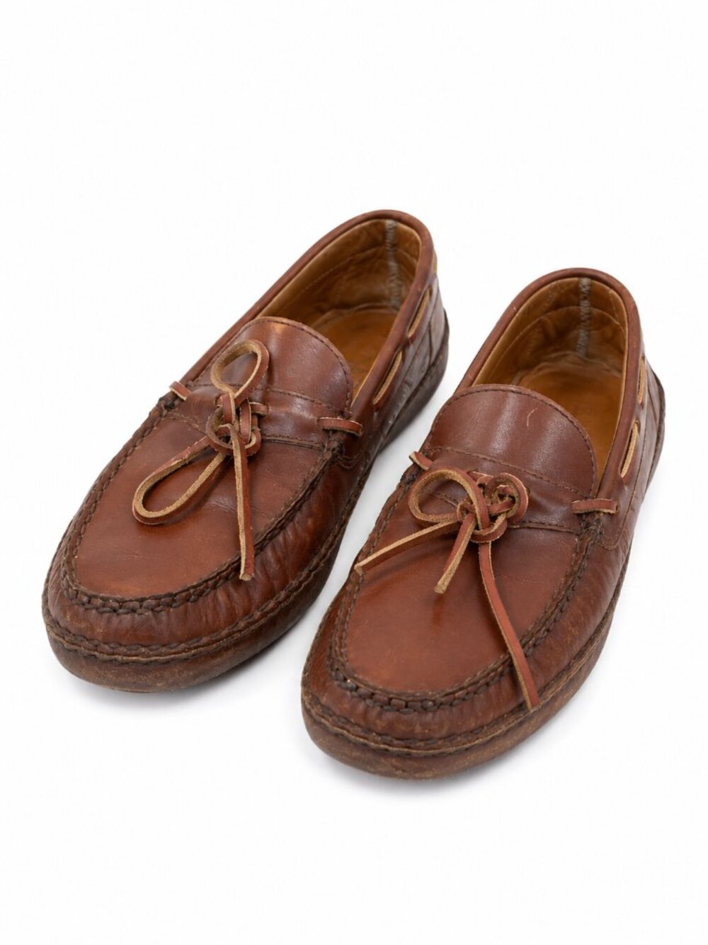 Vintage LL Bean Leather Camp Moccasins Boat Shoes Mens 8 USA